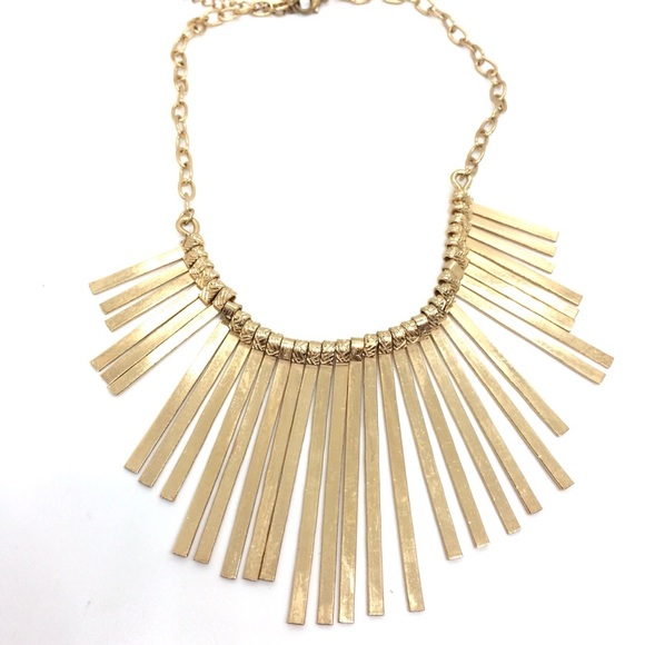3/$30 GOLD TONE FAN FRINGE TRIBAL BOHEMIAN BIB NECKLACE STARBURST STATEMENT - Picture 12 of 14